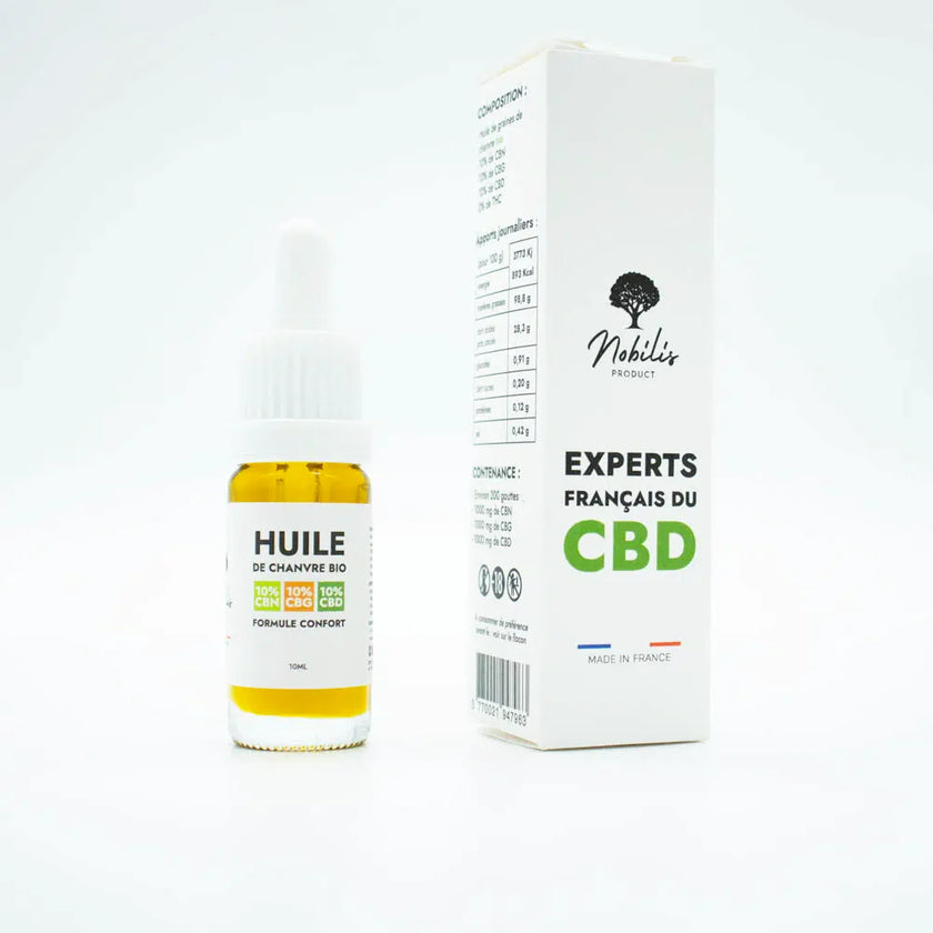 Huile 10% CBD 10% CBN 10% CBG – Formule Confort