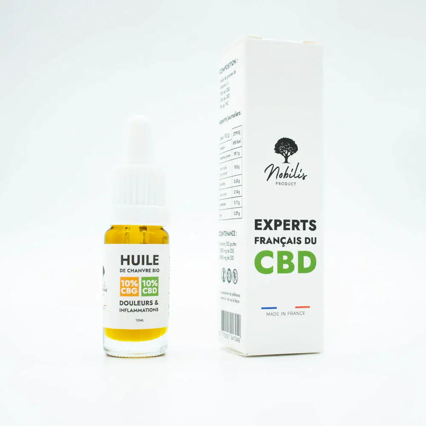 Huile 10% CBG et 10% CBD « Douleurs et Inflammations » sans THC